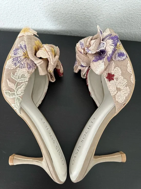 THE JANE SIGNATURE 3D FLORAL APPLIQUÉ OASIS SOCIETY Kitten Heel Mule - Picture 7 of 11